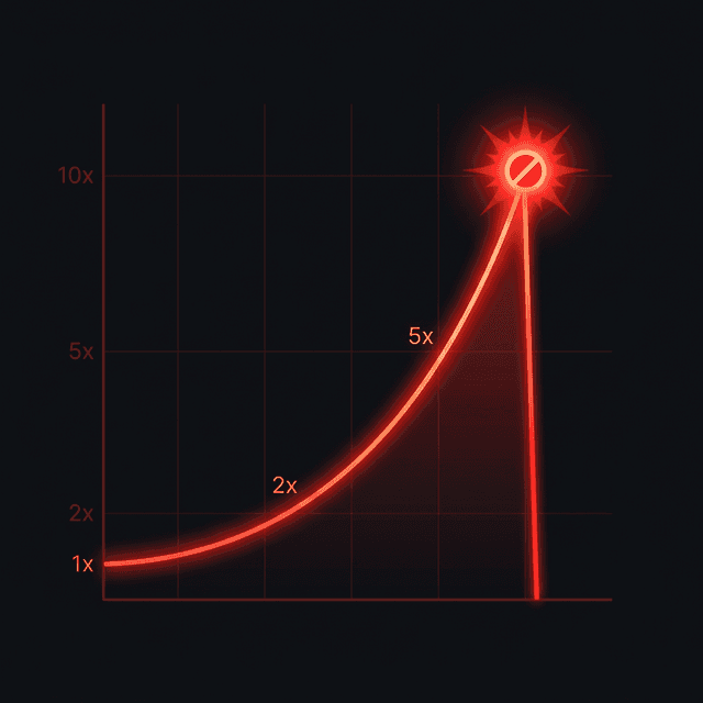 Aviator crash game multiplier chart โ glowing red curve rising then crashing